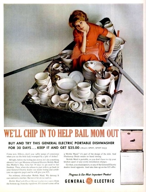Sexist Mothers Day Ad Ge Portable Dishwasher 1961