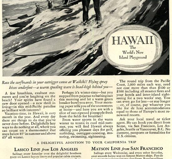 1928 Hawaii Tourism Ad