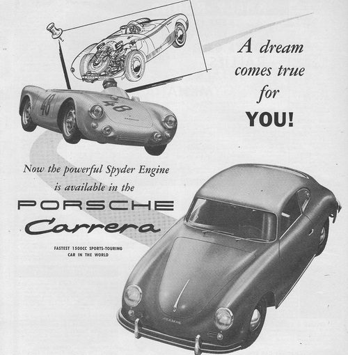 1956 Porsche Carrera Vintage Automobile Ad