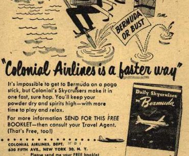 retro travel advertising - Colonial Airlines, 1949